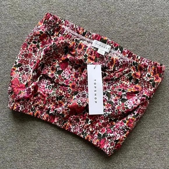 Topshop Floral Strapless Crop Top Size 4 NWT - Picture 2 of 5